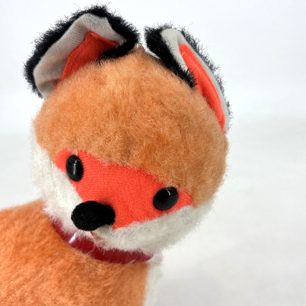 Vintage SUPERIOR TOY AND NOVELTY Plush Orange Fox Red Collar‎ 12" 1960s 1970s - Picture 3 of 16